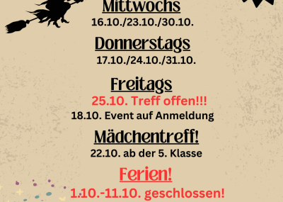 Monatsprogramm Oktober